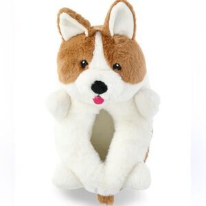 Corgi Plush Dog Women’s Slippers Cozy Fuzzy Soft House Shoes Novelty Indoor Med
